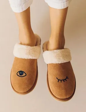 Soludos Cozy‎ Wink Slippers Suede Faux Fur Tan NIB Size 7 thumbnail 1