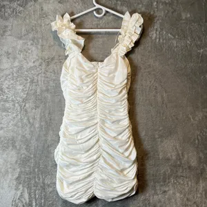 Zara Sz S Draped Linen Blend Dress in Oyster White‎ Women's New thumbnail 4