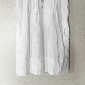 Quince 100% European Linen Sleeveless Swing Dress Pintuck Button Front‎ XS White thumbnail 5