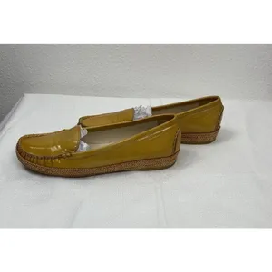 Stuart Weitzman Yellow Patent Leather Loafer Flats Braided Sole Women's 7 thumbnail 6