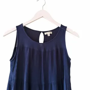 Max Studio Sleeveless Tiered Maxi Navy Pockets Bohemian Festival Dress SZ S thumbnail 6
