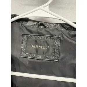 Vintage Damselle Women's Size XL Leather Black Bomber Jacket Floral Patchwork thumbnail 2