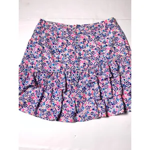 Lilly Pulitzer Womens 8 Floral Ruffle Mini Skirt Pink Blue Tiered Lined thumbnail 10