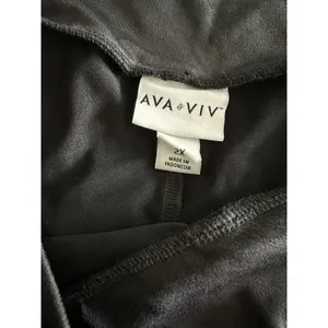 Ava & Viv Women's Plus Bike Shorts Black High Rise Liquid Shine Sharkskin 2X thumbnail 3