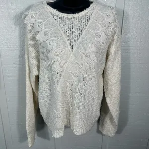 Maggie Lawrence Vintage Ivory Women’s Beaded Sweater Size Medium EUC thumbnail 2