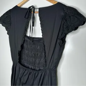 Jason Wu Black Open Back Eyelet Smocked Maxi Dress Size Large thumbnail 8