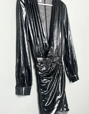 House of Cb London Alvona Silver Metallic Mini Dress thumbnail 4