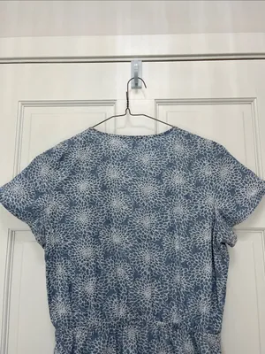 J. Crew Light Blue Denim Floral Printed Faux Wrap Mini Dress - Size Small thumbnail 11