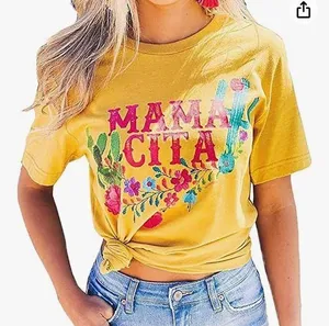 “Mamacita” Mama yellow cactus Mexican themed tshirt thumbnail 1