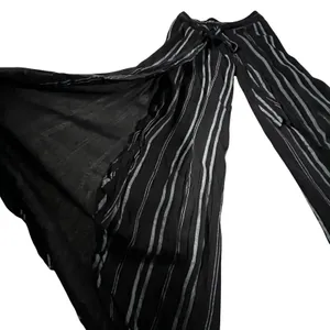 Japna‎ Wide Leg Pants Women Small Black Striped Split Leg Palazzo Harem Pants thumbnail 4