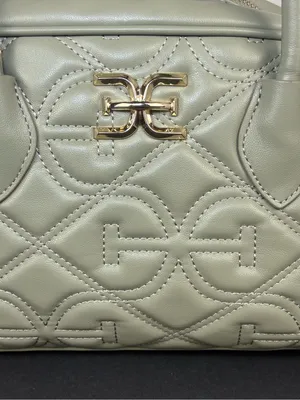 Sam Edelman Purse Bag Sage Green Quilted Faux Leather Satchel thumbnail 4