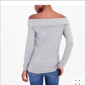 J Crew grey off the shoulder long sleeved top thumbnail 2