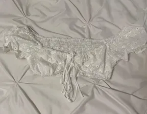 PacSun white lace tie crop top thumbnail 1
