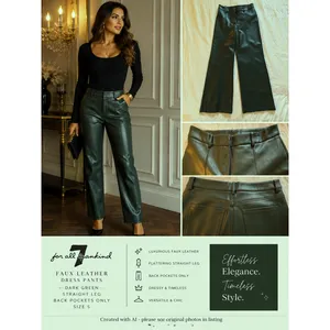 7 For All Mankind Faux Leather Pants Pine Green Straight Leg Womens Size Small thumbnail 4