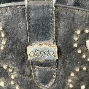 VINTAGE DINGO Embellished Silver Leather‎ Cowboy Black Heeled Boots 9 A29 thumbnail 4