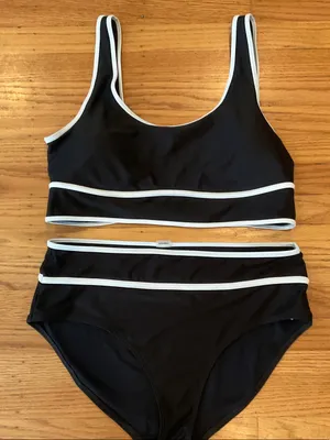 Old Navy Black Bikini Set with White Trim, XL thumbnail 1