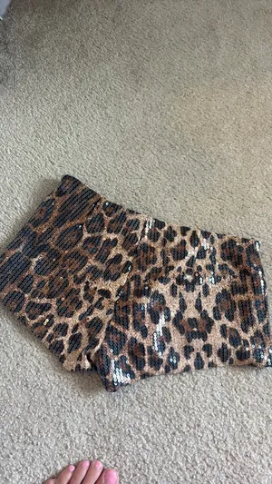 Cheetah Edikted Shorts Print Sequin Micro thumbnail 3