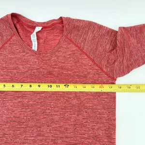 Lululemon Swiftly Tech Long Sleeve Shirt 2.0 Race Length Red Black Stripe 10 thumbnail 6