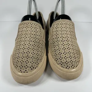 Sperry Women's Seaside Perforated Slip-On Sneakers Tan Beige - Size 6M thumbnail 3