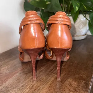 Tory‎ Burch Audrianna Knotted Leather Heeled Sandals Dressy - Tan Size 8M thumbnail 7