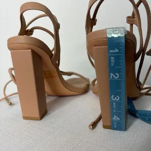 Olivia Jaymes Nude Lace-Up Heels Block Heel Sandals Women’s Size 7 (B90)&✨ thumbnail 5