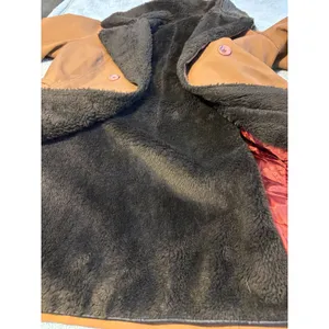 Vintage Camel Brown Double Breasted Faux Fur Collar Trench Coat Jacket Size 8 thumbnail 10