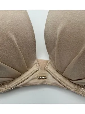 Fabulous by Victoria's Secret Plunge Bra Beige Tan Shimmer Lace Underwire 36C thumbnail 3