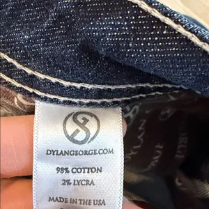 Dylan George Ring Spun Denim Alexandra Flare Jeans Size 28 Distressed Dark Wash thumbnail 6