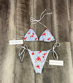 White Fox Blue Gingham Bikini Set  thumbnail 1