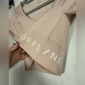 Offline by Aerie OG Groove Crop Top Tee in Neutral Blush Size Large thumbnail 5