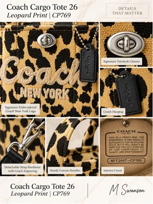 NEW Coach Cargo Tote Bag 26 Leopard Print CP769 NWOT thumbnail 2