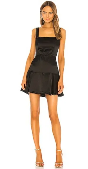 Amanda Uprichard Amelyn 100% Silk Flounce Hem Black Cocktail Dress thumbnail 1