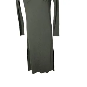 Aerie Green Ribbed Long Sleeve Midi Dress Size Small thumbnail 3