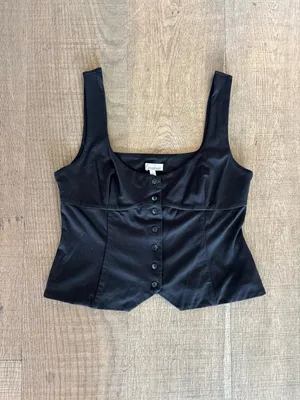 l’academie evonne black button tank top shirt thumbnail 3