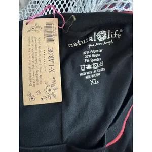 NWT Natural Life Black Contrast Stitch Long Sleeve Lettuce Hem Top Size XL thumbnail 4