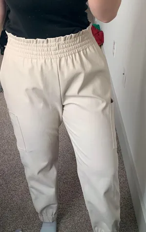 Mustard Seed NWT boutique Off White faux leather joggers thumbnail 11