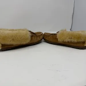 L.L. Bean Wicked Good Moccasin Slipper Brown Shearling Suede Women Size 7 thumbnail 7