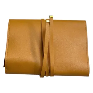 Glass Ladder Co Katherine Tech Travel Pouch Organizer Roll Up Honey Leather 7x5" thumbnail 4