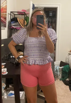 Purple And White Gingham Crop Top thumbnail 7