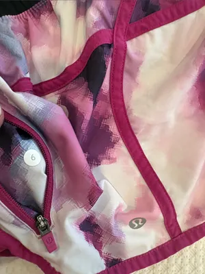 Lululemon Pink Tie-Dye Athletic Shorts with Black Waistband thumbnail 3