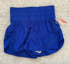 Free People Movement The Way Home Shorts Blue Ground High Rise Smocked Sz M NEW thumbnail 1