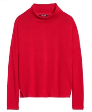 Banana Republic Luxespun Boxy Mockneck Sweater Size XL lightweight‎ Red thumbnail 1