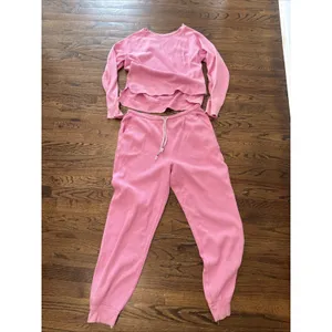Sundry Anthropologie Pink Waffle Knit Top Pants Lounge Set Women's Large 3018 thumbnail 4
