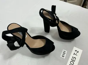 Womans Steve Madden Jillyy Platform Dress Shoes Black 6 M Peeptoe Strappy Heel thumbnail 1