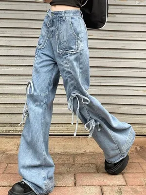 Aelfric Eden Cinched Bow Jeans Size 30 Baggy Wide Leg Streetwear Cyber Grunge thumbnail 2