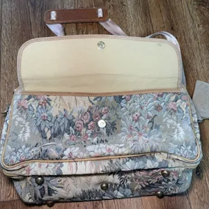 French Luggage Co Vintage Floral Tapestry Carry On Bag Travel Tote Made in USA thumbnail 12