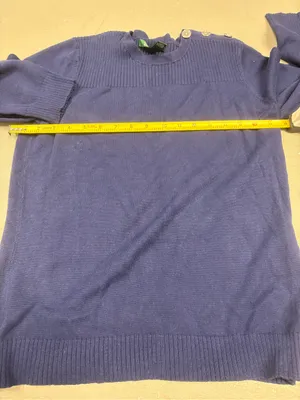 Lauren Ralph Lauren Grandmacore Navy Blue Ribbed Knit Sweater Women’s Medium thumbnail 7