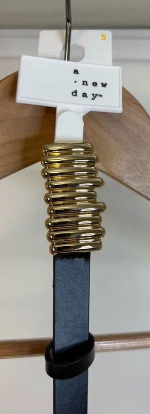 NWT a new day Black Belt with Stacked Gold Ring Detail sz Small thumbnail 1
