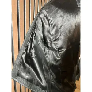 7 For all Mankind Women Rumble Leather Jacket Size S black moto style short thumbnail 9