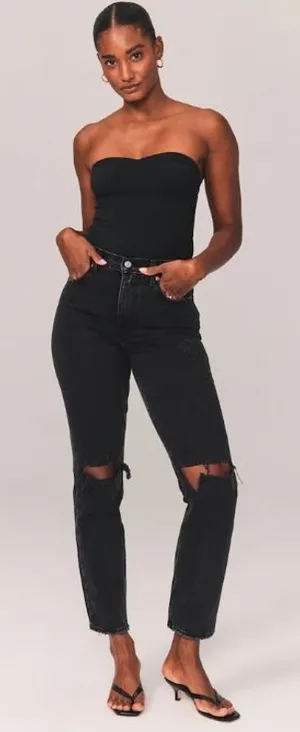 Abercrombie & Fitch The 90s Ultra High Rise Straight Jeans Black 26 / 2 thumbnail 1